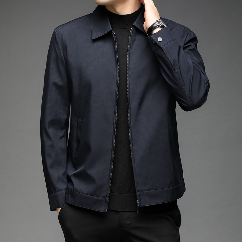 New Men's Jacket Coats Casual Solid Color Jackets Turn Down Collar Men ...