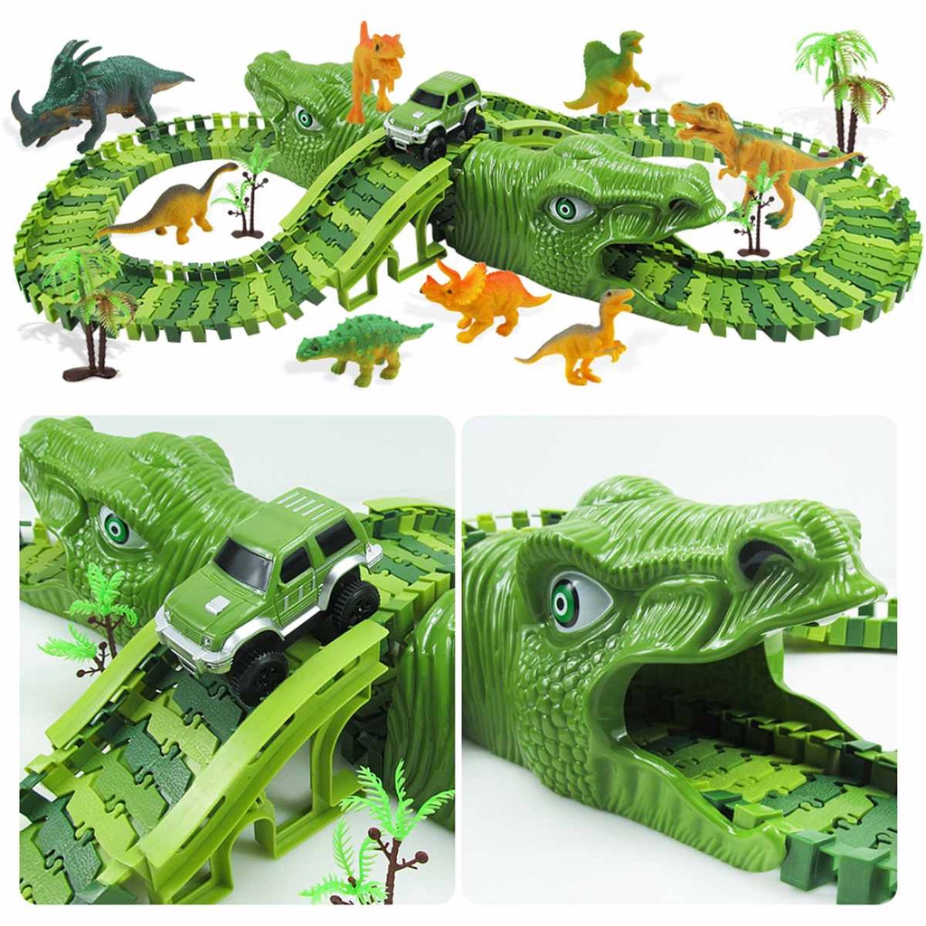 3D DIY Dinosaur Track Rail Car Toy Set Puzzle Assembly Toys For Kids ...