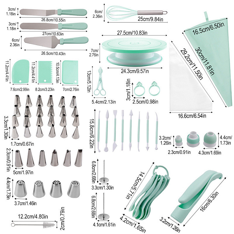 207pcs Cake Decorating Tool Kit Including Cake Turnable Cale Lever ...