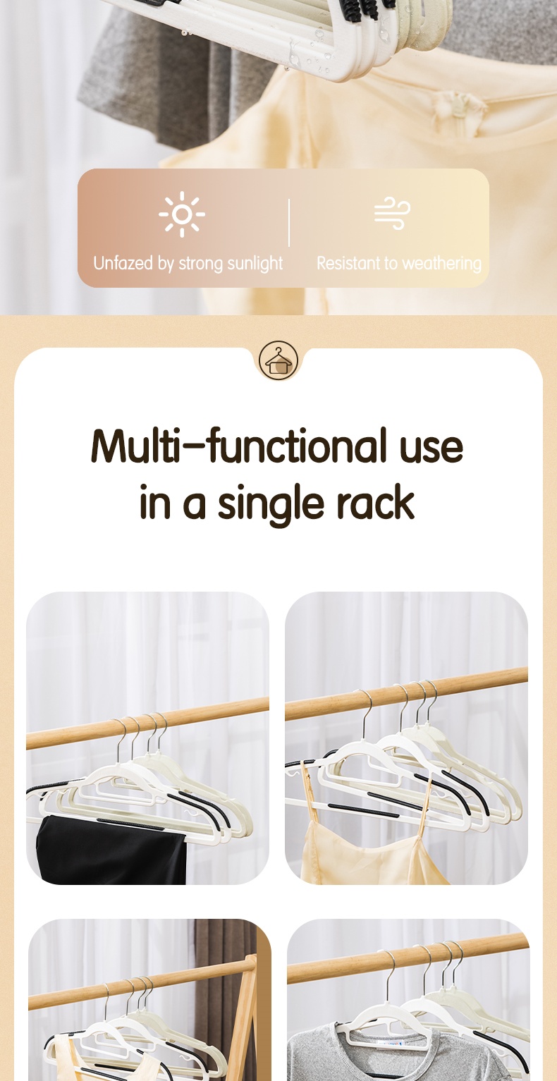 Deli Vusign 5/10PCS Cloth Hangers Coat Hanger Flocking Rack Non-slip ...