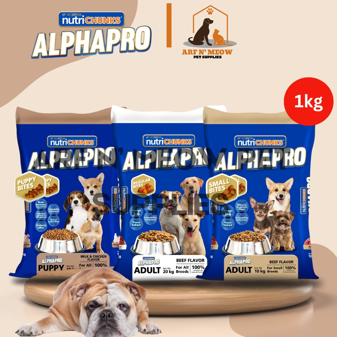 1kg NutriChunks Alpha Pro Dogs Dry Food All Stages Adult Puppy Regular ...