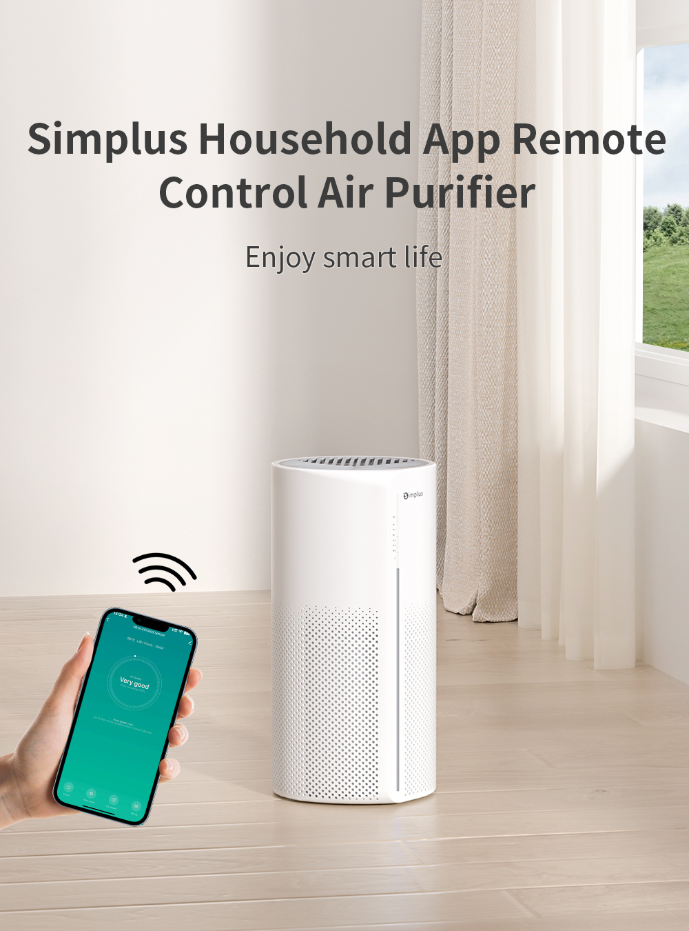 Simplus Air Purifier 3 Stages Filtration HEPA H13 Real-time Air Quality ...