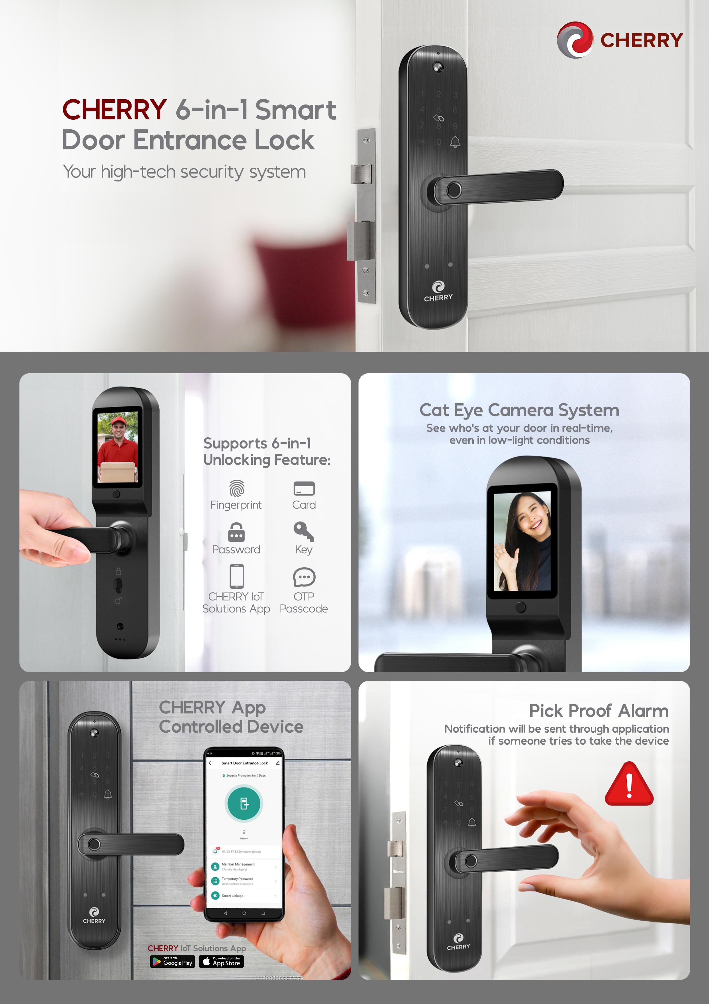 CHERRY 6-in-1 Smart Door Entrance Lock | Shopee Philippines