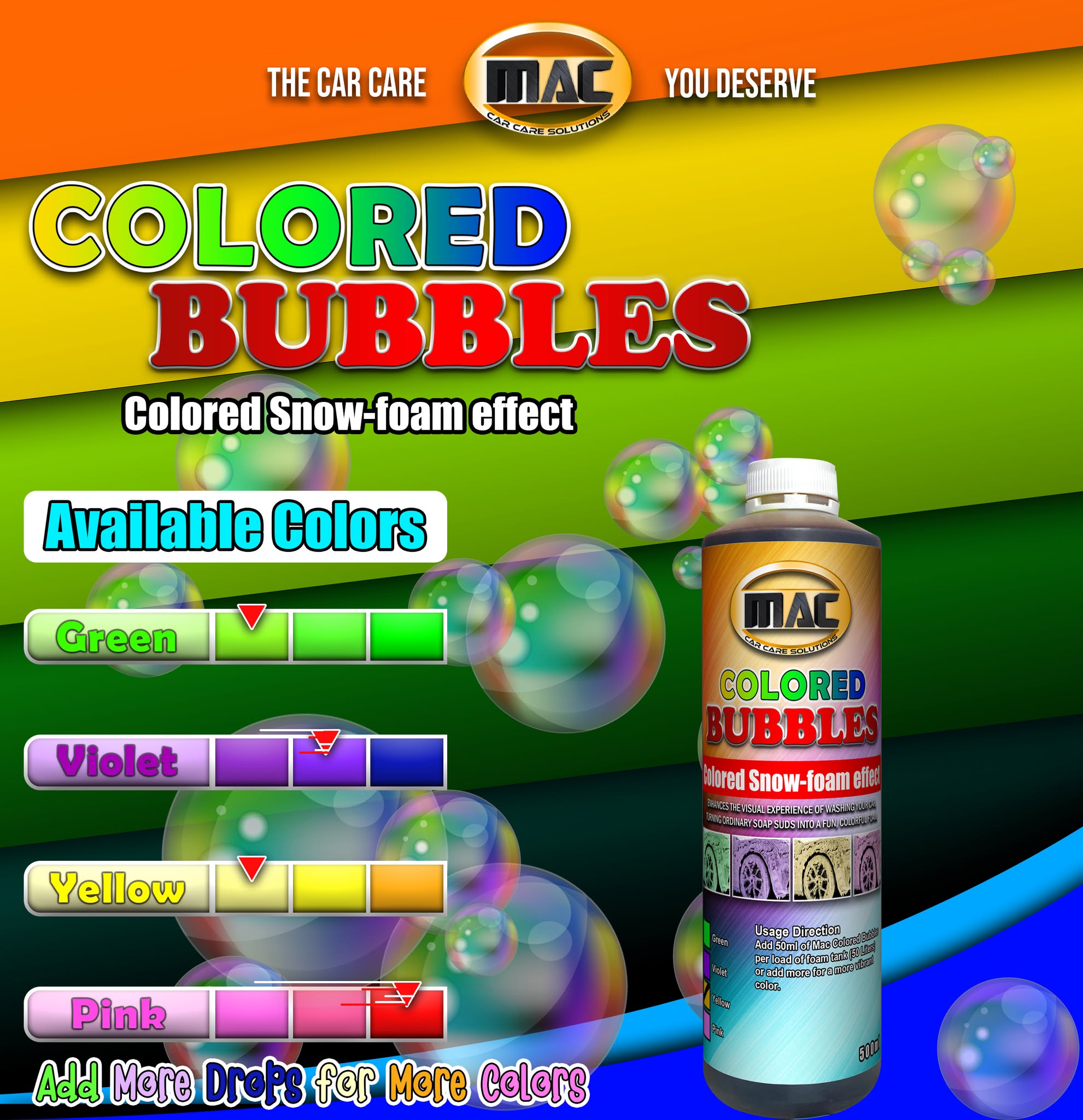 WiiZE Colored Bubbles Car Shampoo – Fun Car Wash, Safe on Paint, High ...