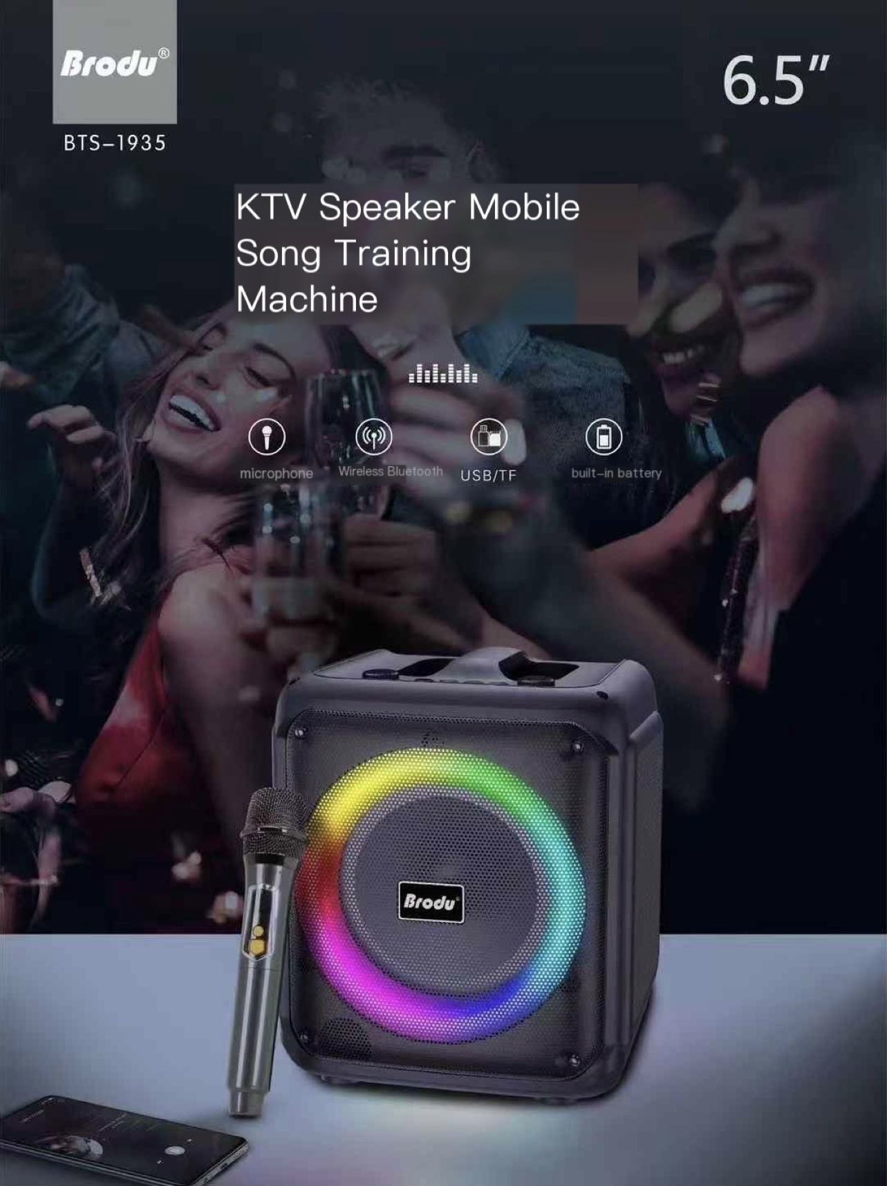 Brodu BTS-1935 6.5 imch IKARAOKE BOX professional system Bluetooth ...