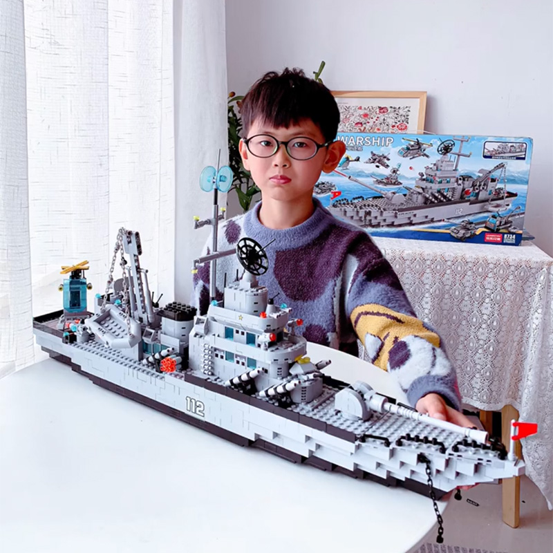 6-in-1 Battleship Building Block Set - 1442 PCS Large Cruiser Ship Model For Boys 8-14 & Adults