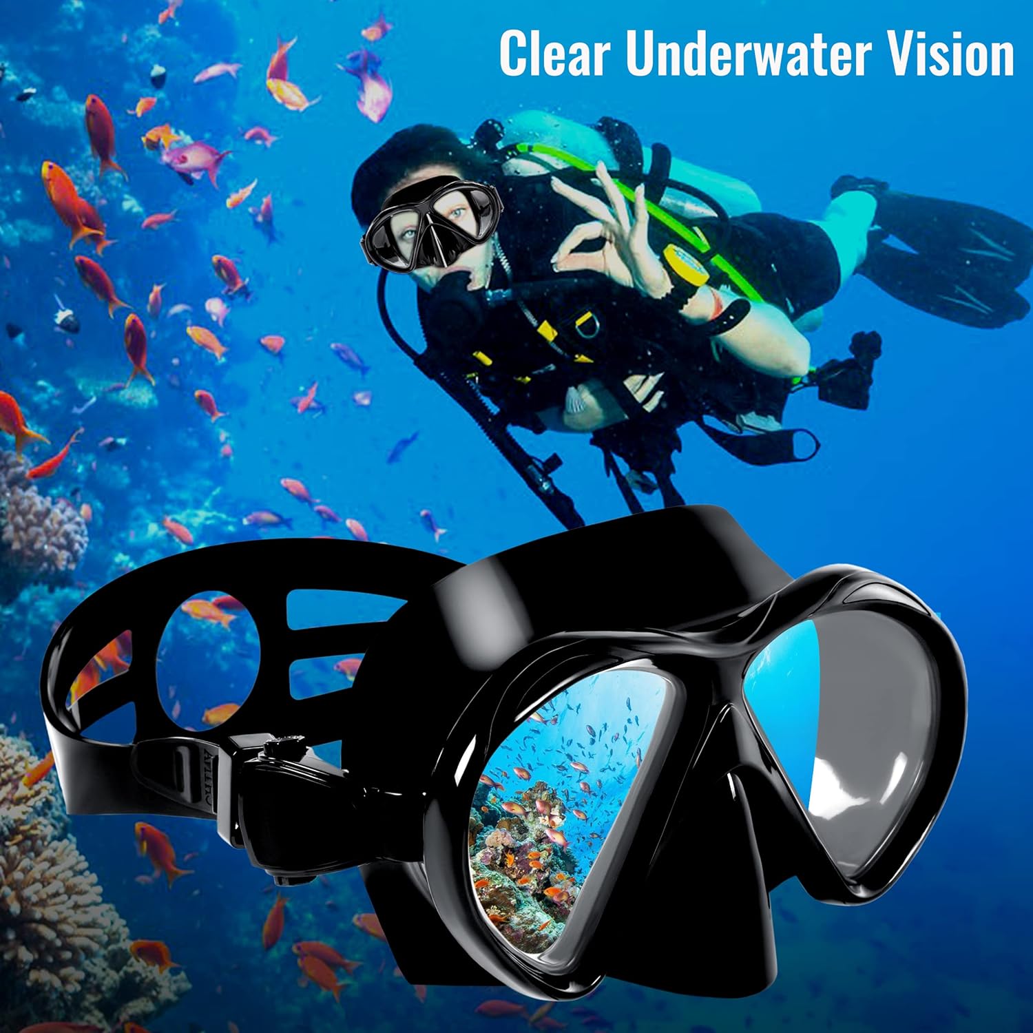 DIVI Snorkeling Set for Adult Snorkel Set Diving Mask with Snorkel Wide ...