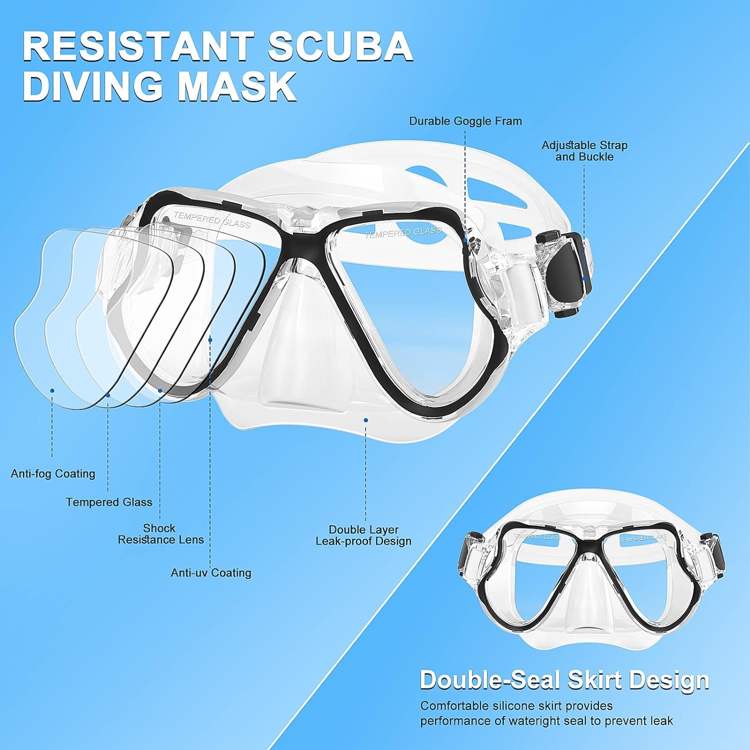 DIVI Fashion Snorkeling Set Snorkel Set for Adult Diving Mask with ...
