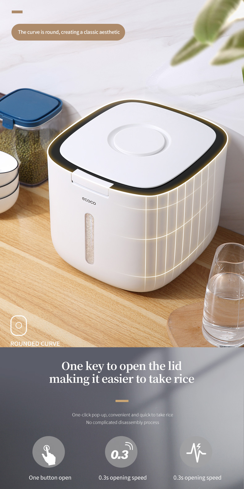 Ecoco Rice Dispenser 5Kg 10Kg Rice Storage Container Plastic Rice ...