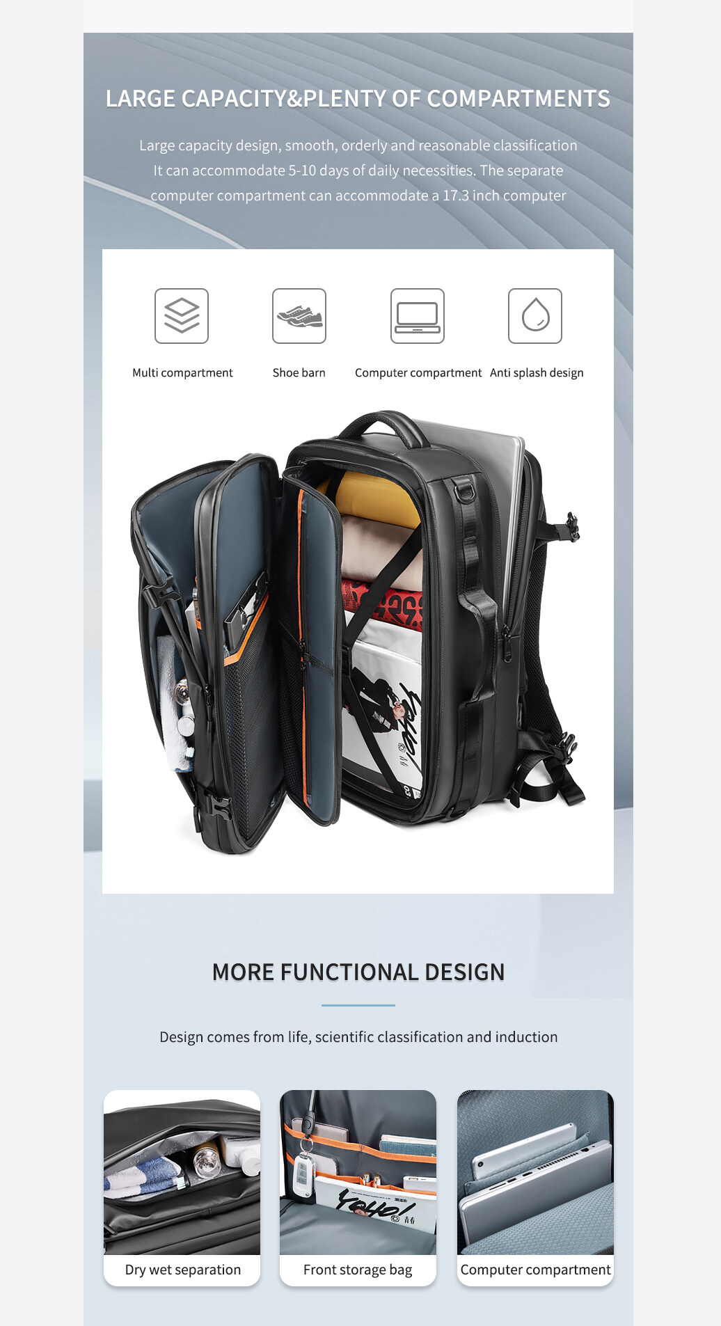 SEA CHOICE High Quality Luxury Anti-Theft Laptop Backpack 17.3 ...