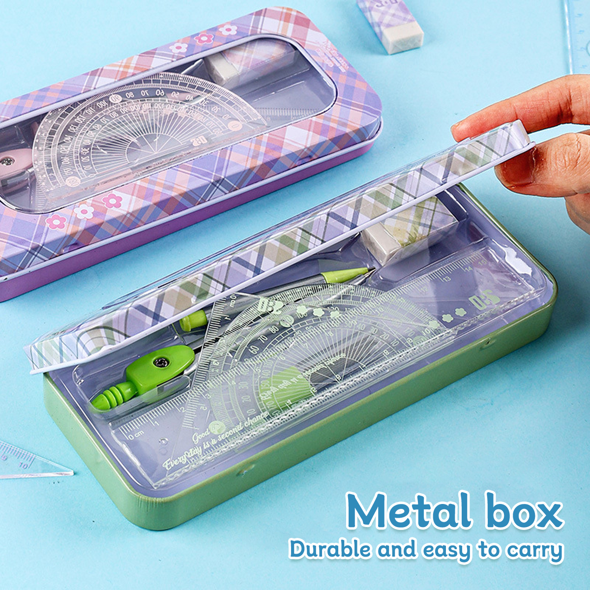 7 Pcs/Set Geometry Compasses Ruler Protractor Cute Sanrio Drawing Math ...