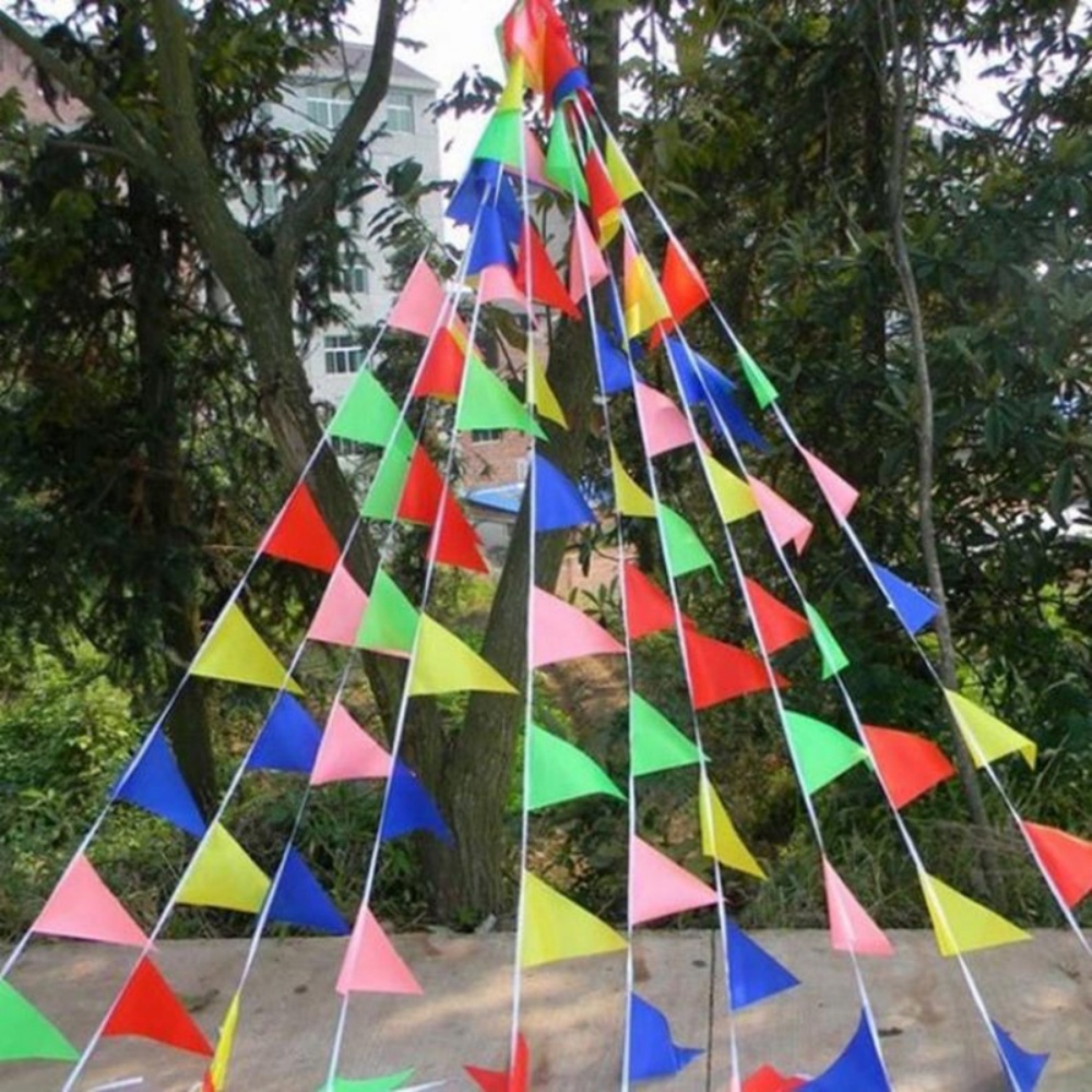 80/100m Banderitas Fiesta Flag Colorful Bunting Triangle Flags Birthday ...