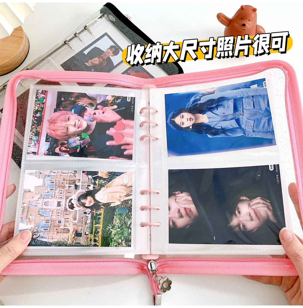 Zipper Binder A5/A6 Flash Transparent Binder Zipper K-pop Photo Card ...