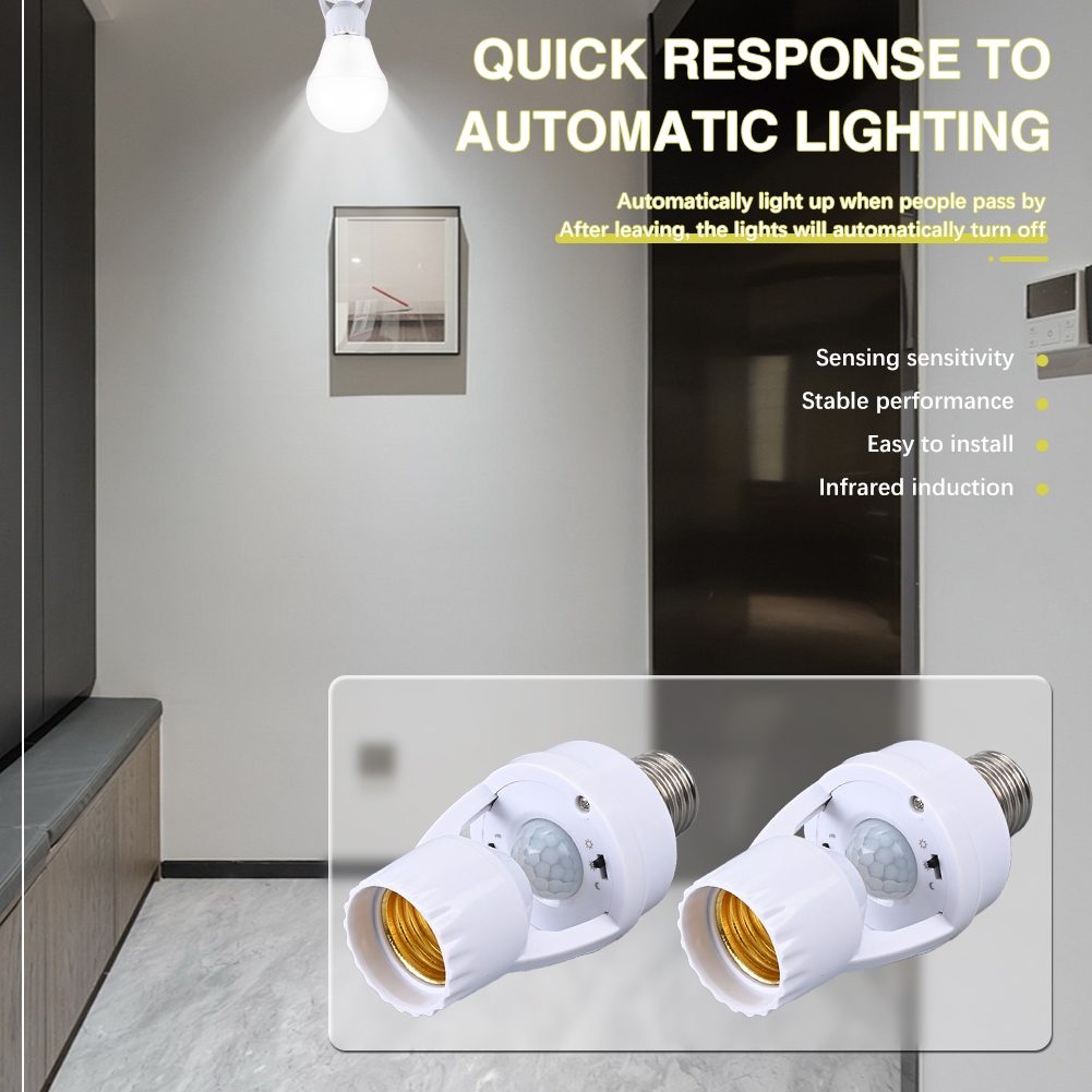 Luxy E27 Radar Sensor LED Bulb Socket Light Bulb Lamp Holder Auto On ...