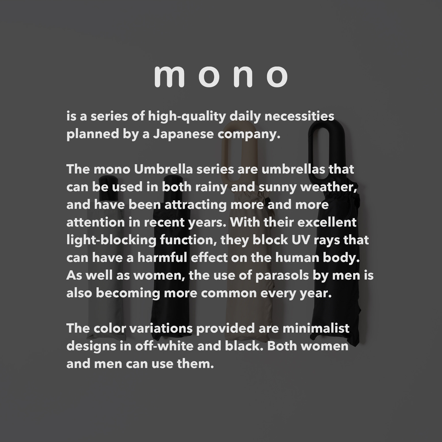 mono Series Umbrella For Both Sun And Rain Japanese Design UPF50+ 99% ...
