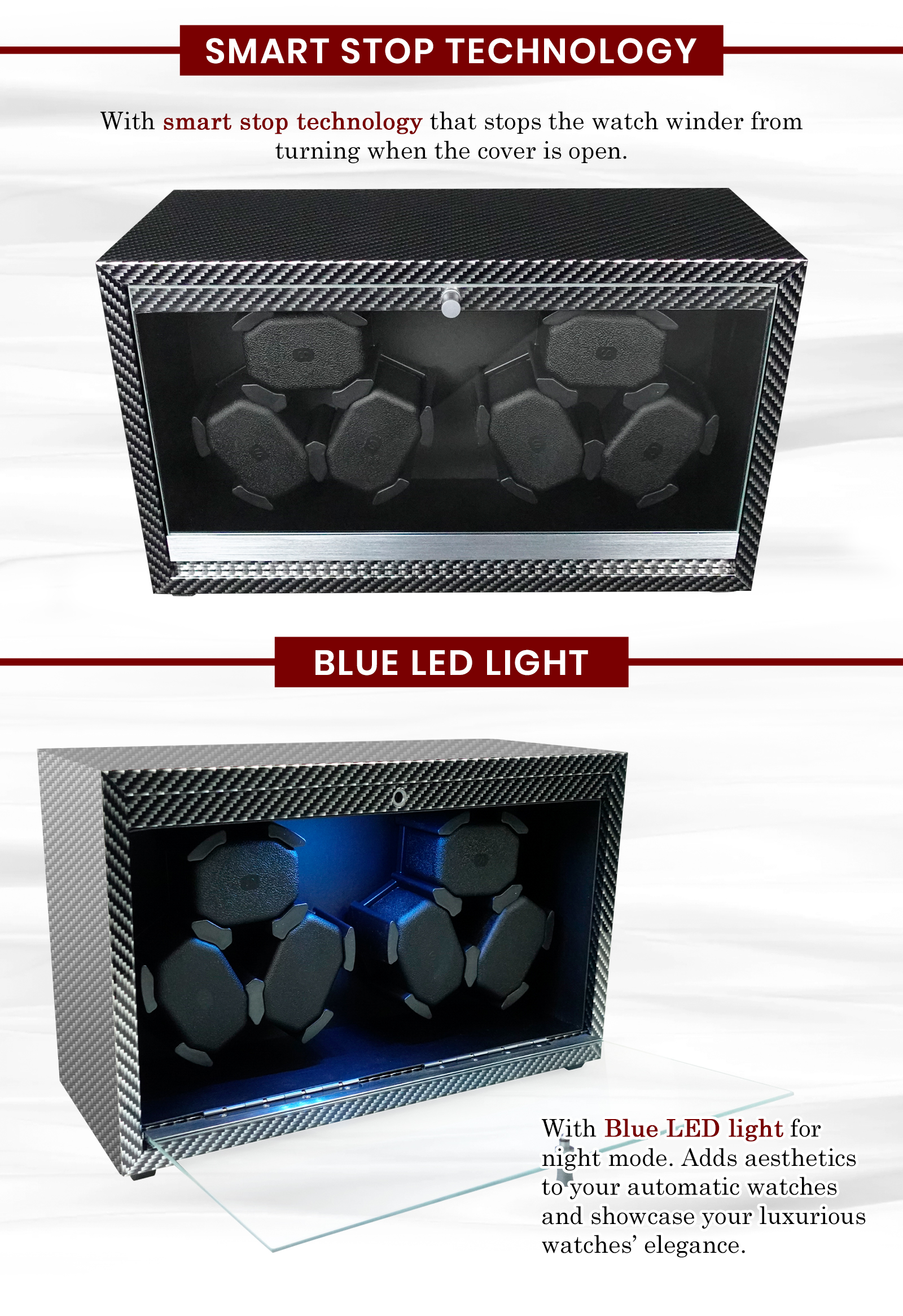 [2 YEARS LOCAL WARRANTY] 6-Slot Auto Watch Winder w/ Glossy Carbon ...