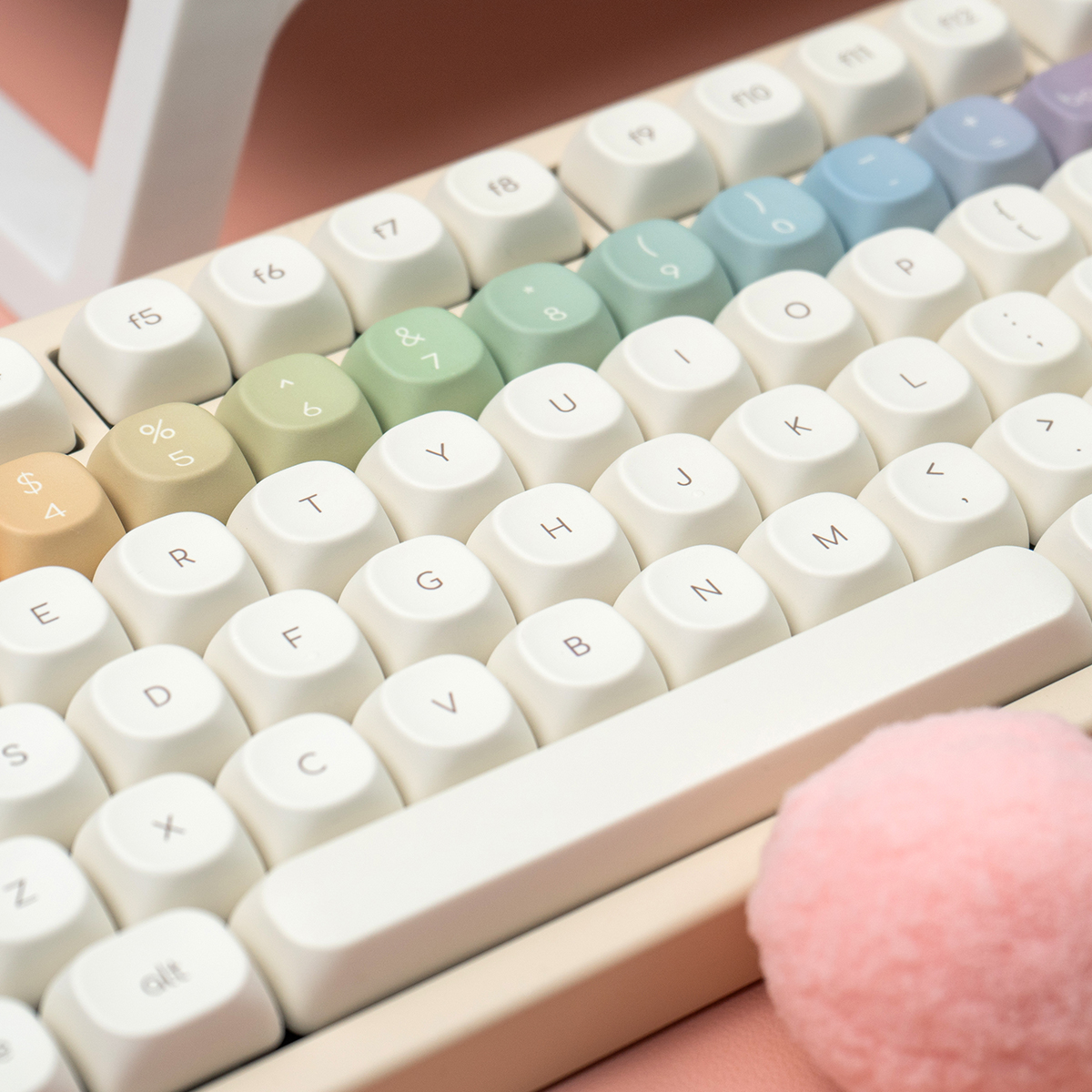 Mintcaps Rainbow keycap white Round MOA profile PBT Custom keycaps set ...