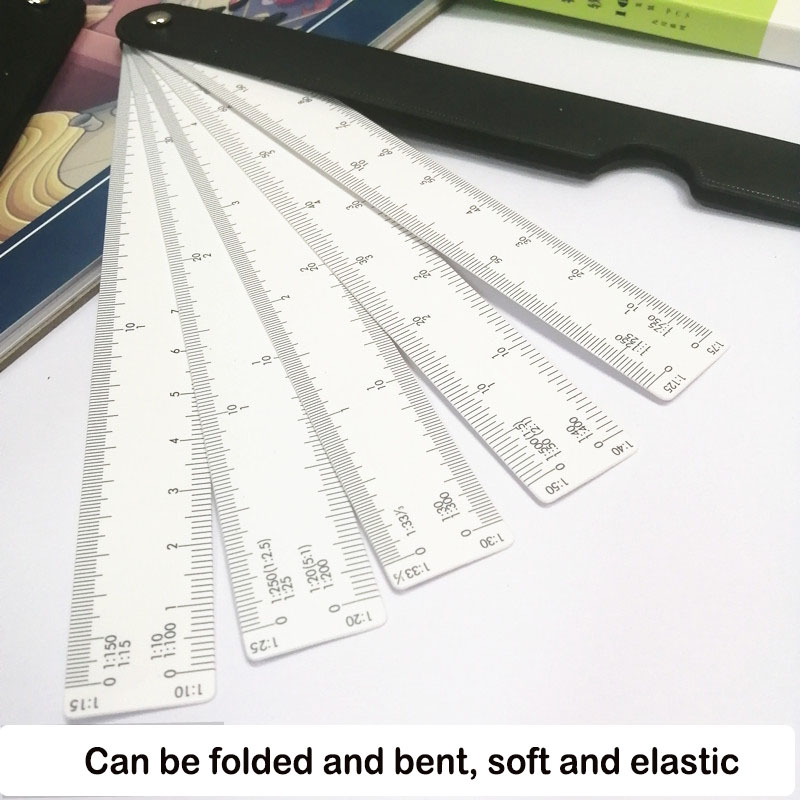 Scale Ruler Plastic Fan Shaped Drafting Architect Engineering Metric ...