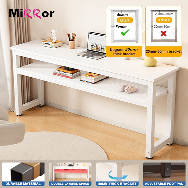 80/100/120CM Office Table Study Table Long Computer Table 1/2 Layer ...
