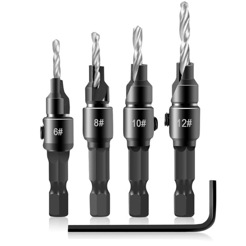 HSS Drill Bit Countersink Wood Drill Bit Set Woodwork 1/4 hexagonal ...