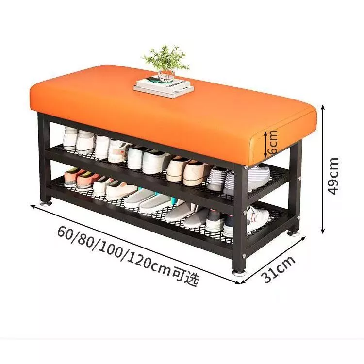 60/120CM 2Layer Metal Shoe Stool Cabinet Shoe Rack Stool Storage Modern ...