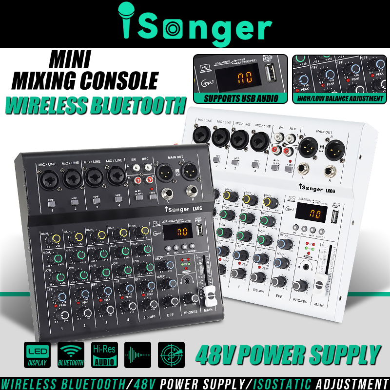 Mixer, Portable USB, DJ Mixing Console, 4/6 Channel Band Mixing Board ...