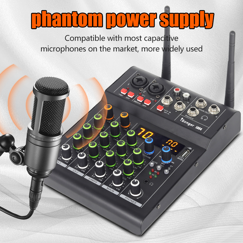 Professional Mini Audio 6 Channel USB MP3 Computer Mixer, Wireless ...