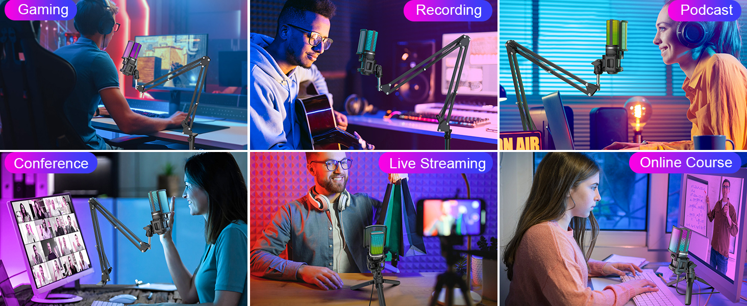 Haomuren USB Microphone for Recording and Streaming on PC and Mac with ...