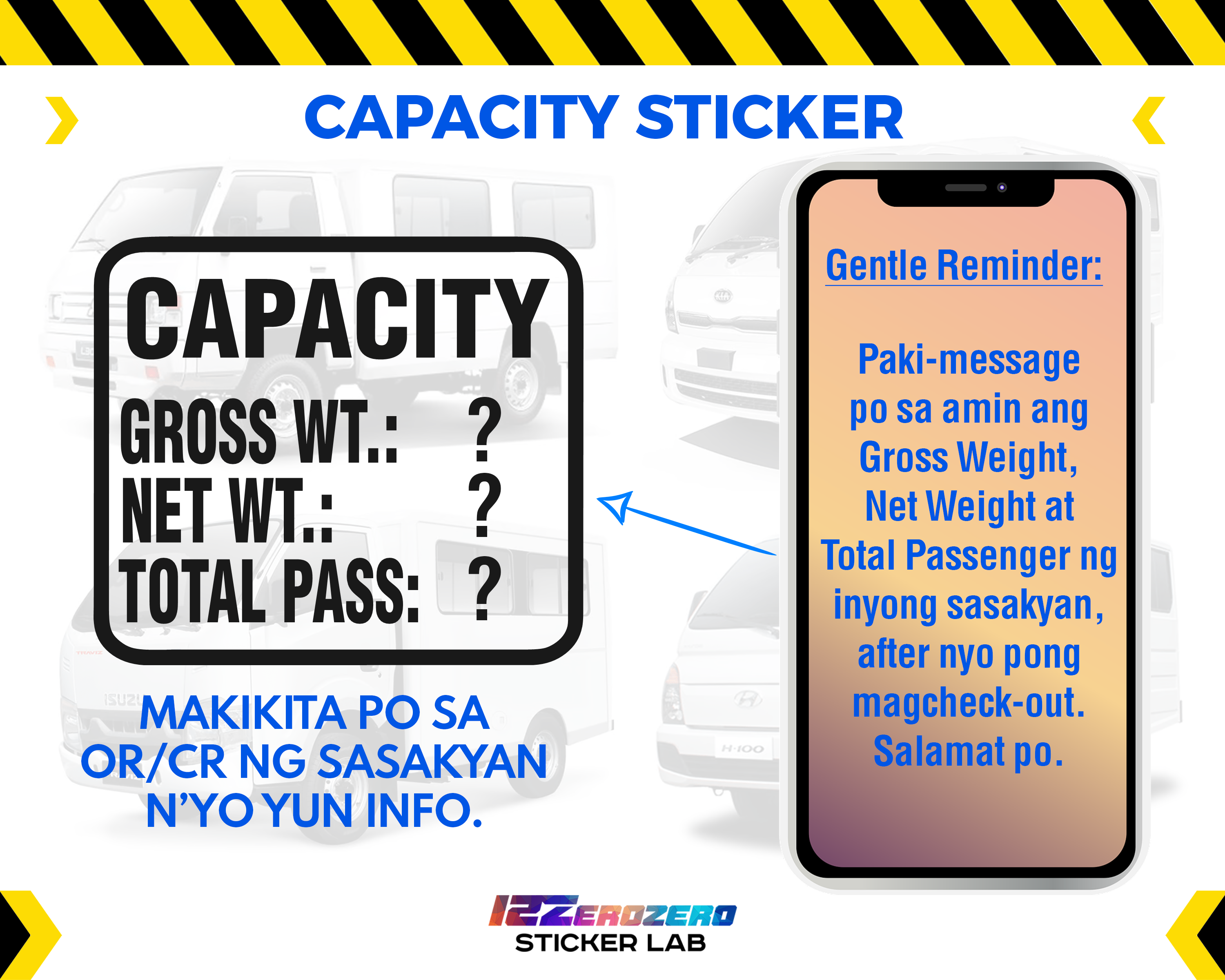 CAPACITY MARKING STICKER 6 x 5.5 inches - WATERPROOF VINYL STICKER ...