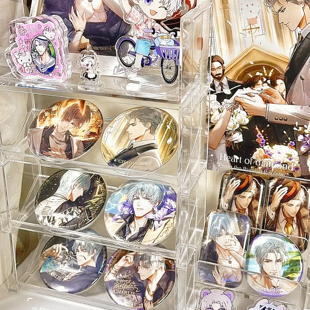 Multipurpose Slanted Acrylic Rack Anime Badge Photocard Cosmetic ...