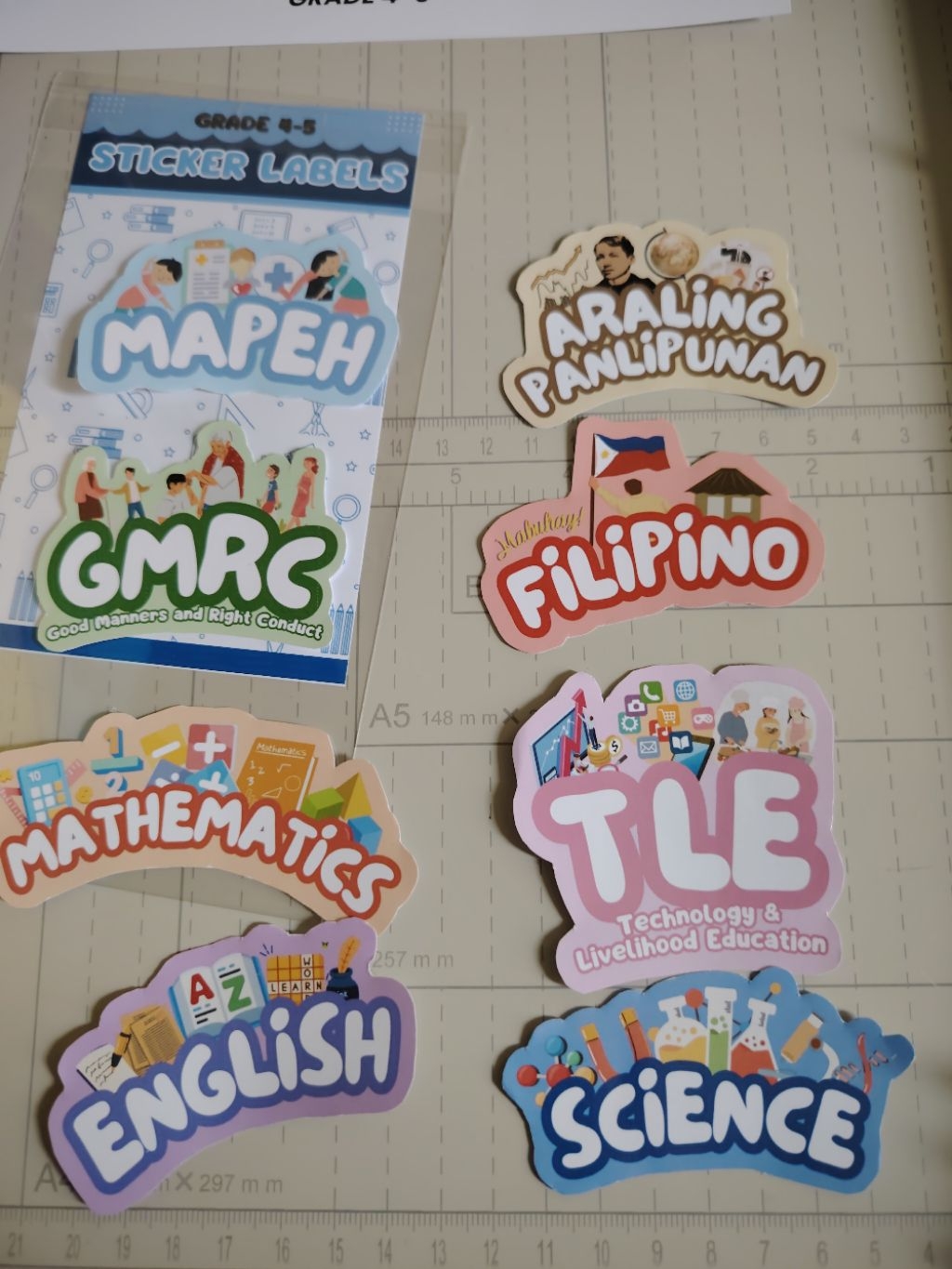 Subject sticker label for notebook/ for school sticker manually cut ...