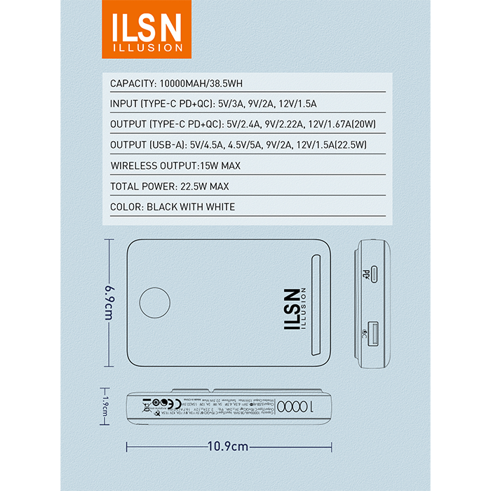ILSN Portable Powerbank 10,000mah (Wireless) | Shopee Philippines
