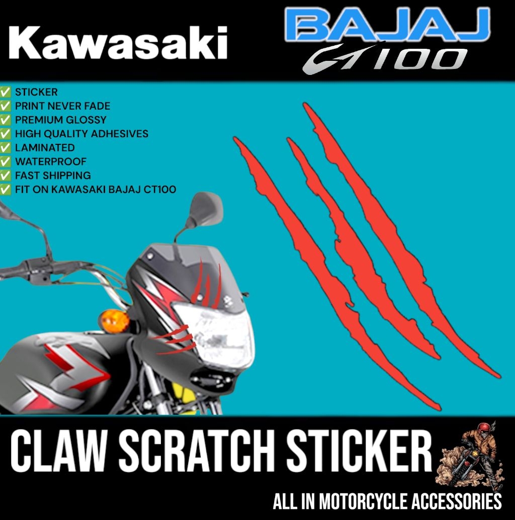 Kawasaki Bajaj CT100 Claw Scratch Sticker / Bajaj CT100 Sticker ...
