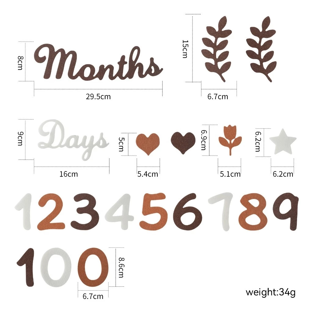 A Set Baby Monthly Milestones Card Record Baby Growth Wooden Fine ...