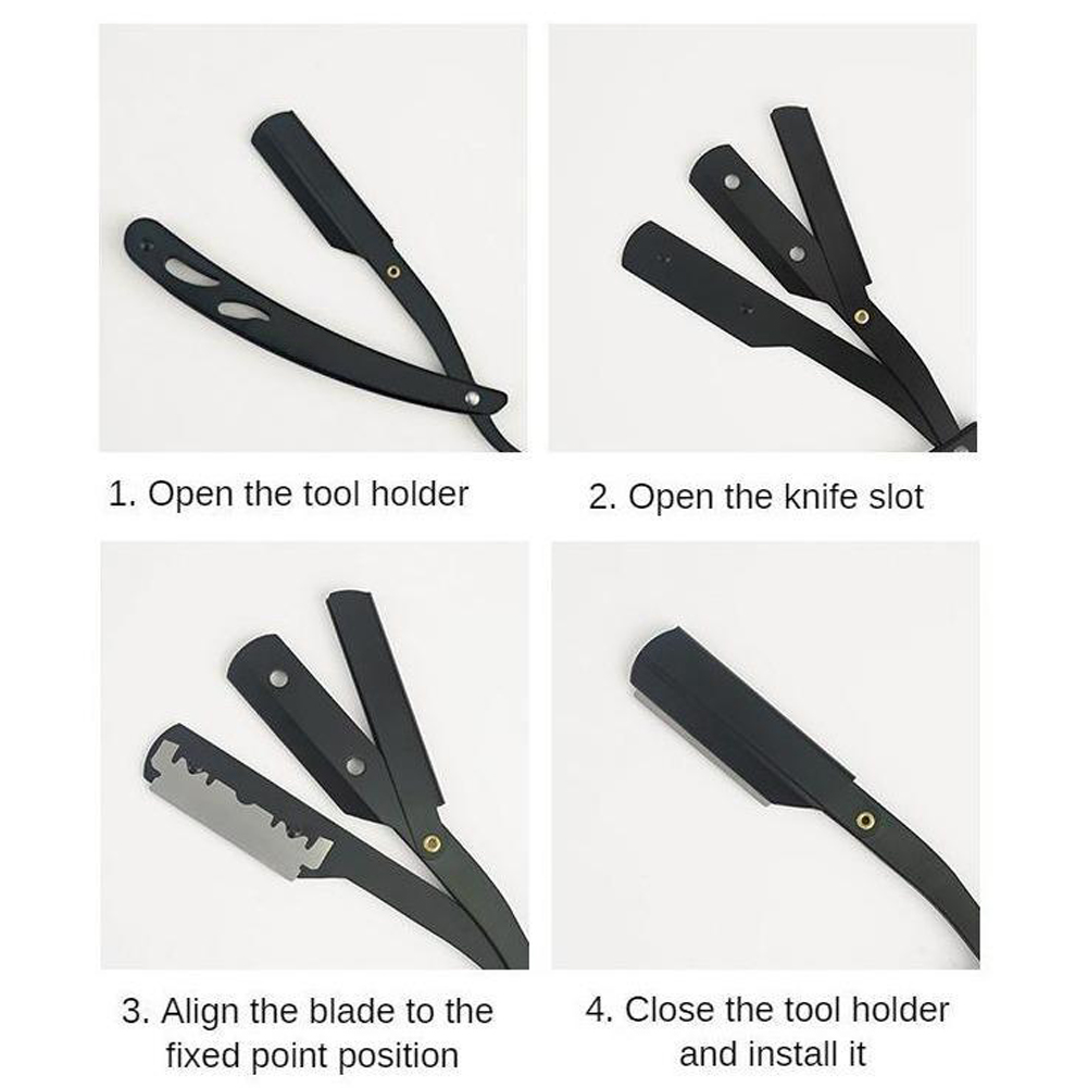 Folding Barber Razor Shaver Edge Manual Steel Trimming Beard Shaving ...
