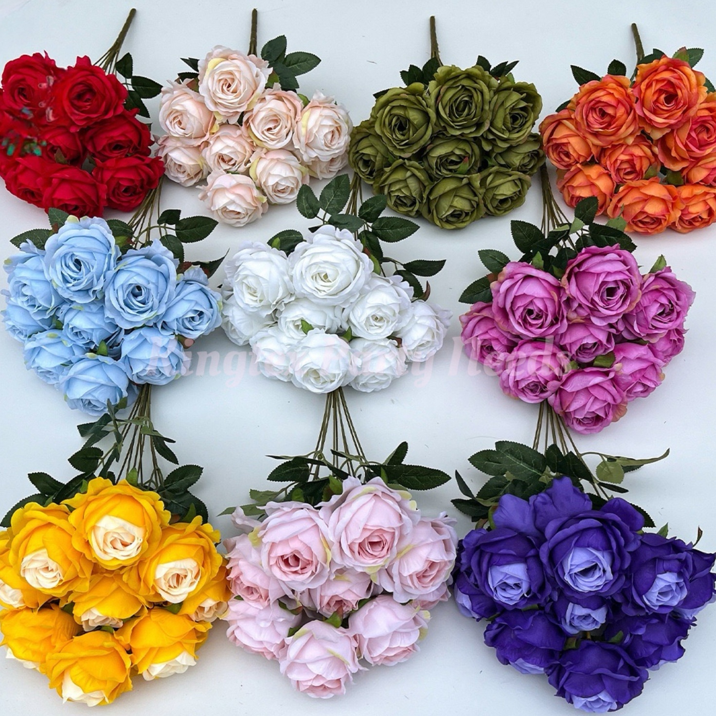 7 stem artificial flower lover rose Two color gradient baking edge rose ...