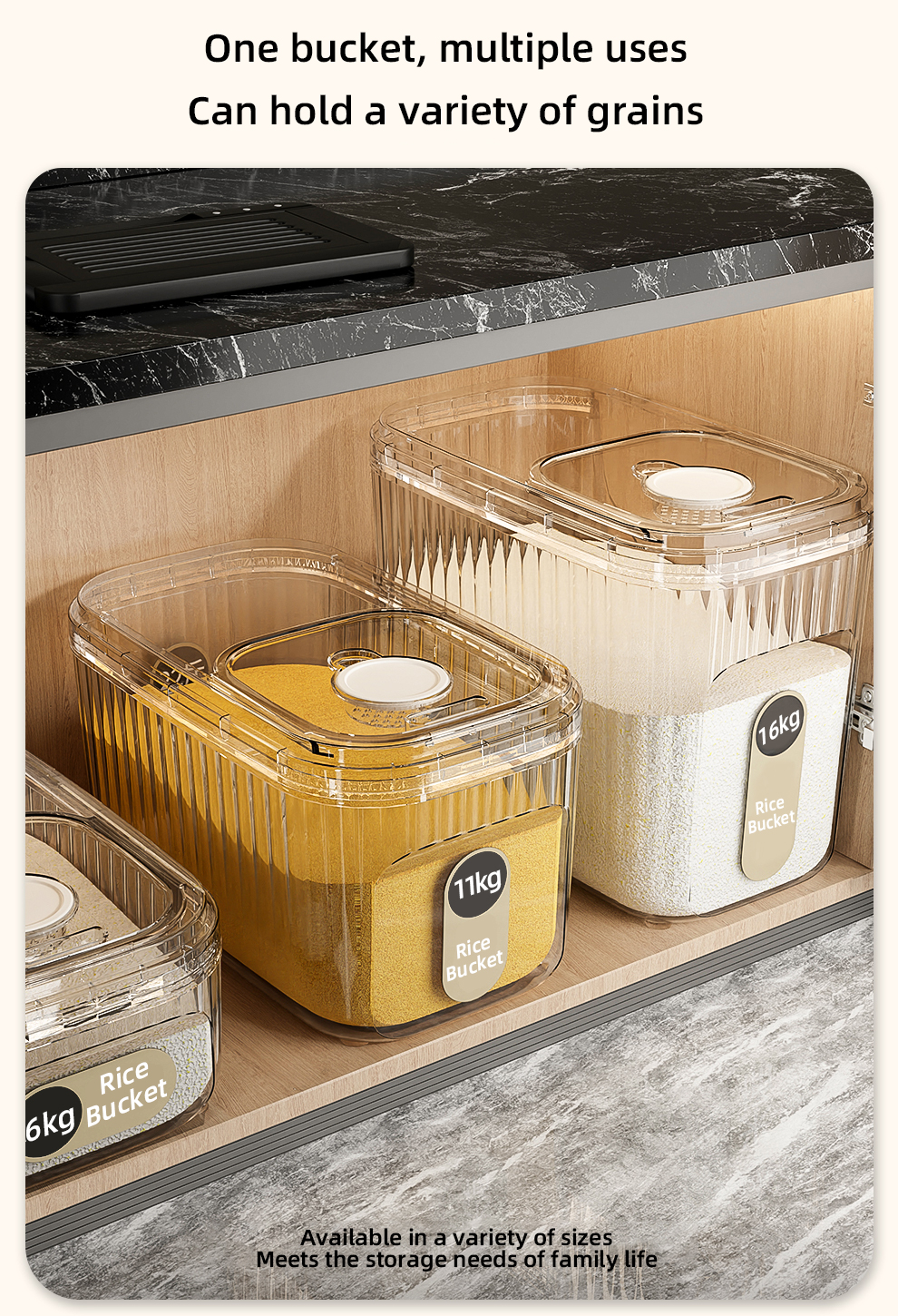 PINYAOO Transparent Sealed Rice Container Sliding Lid Bug Proof Food ...