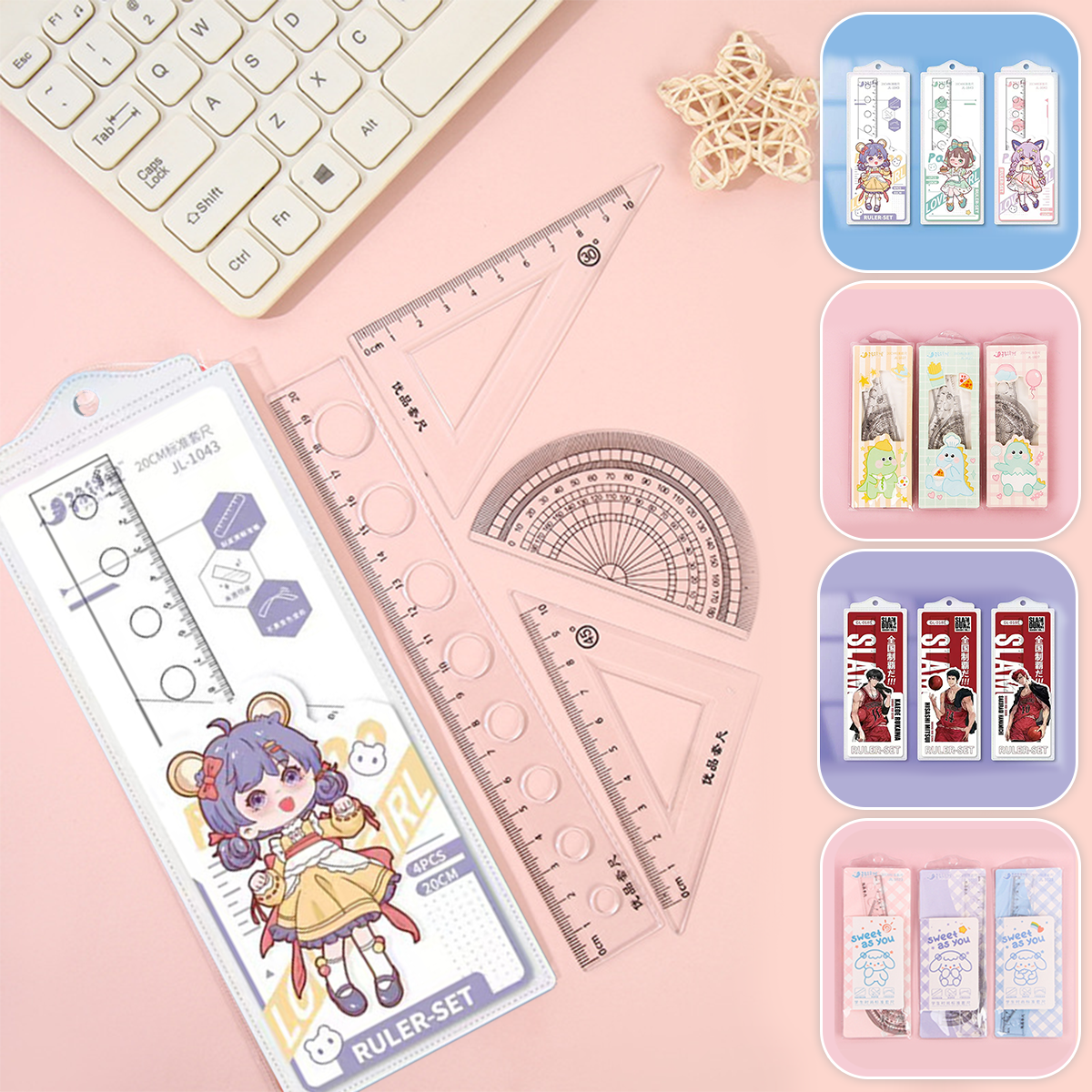 Transparent Multifunctional Mathematics Geometric Drawing Ruler for ...