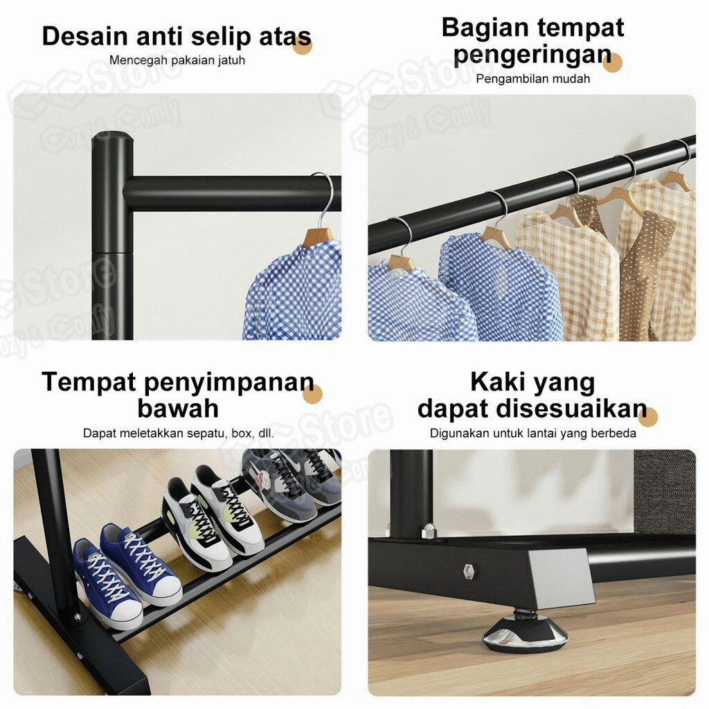 Double Layer Clothes rack Strong Steel Organizer Rack Clothes rack ...