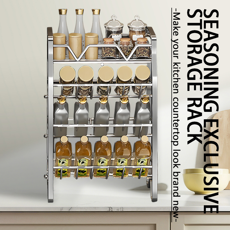 Stainless steel inclined tabletop seasoning rack desktop multi-layer ...