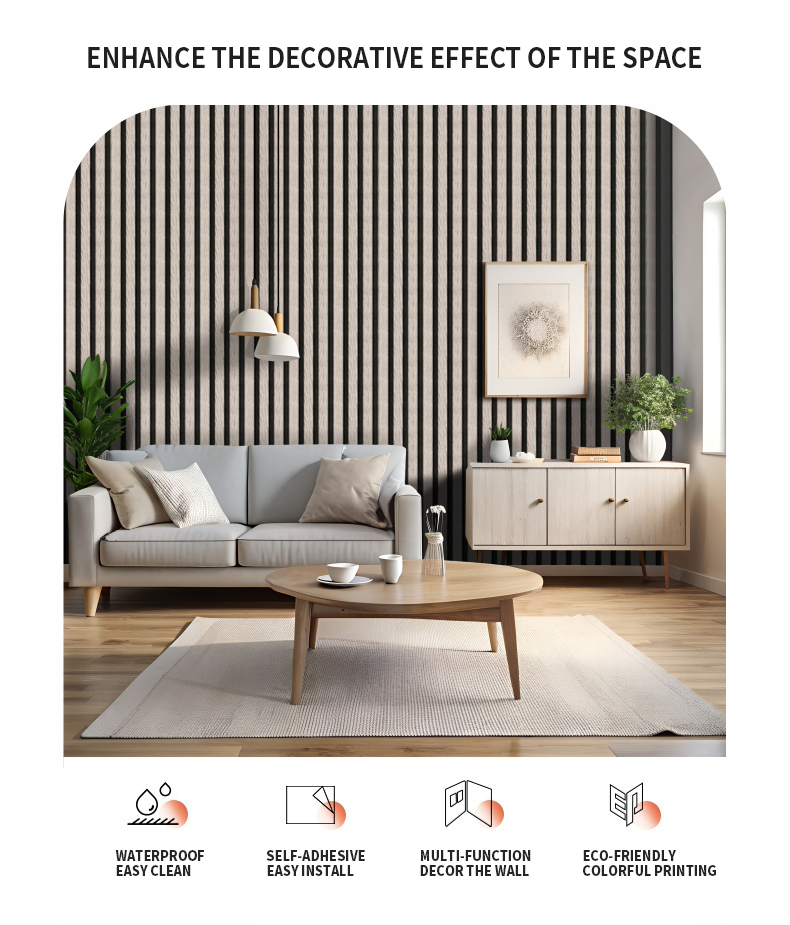 Wallpaper Selfadhesive Waterproof Stripe Wood Grain Home Decoration