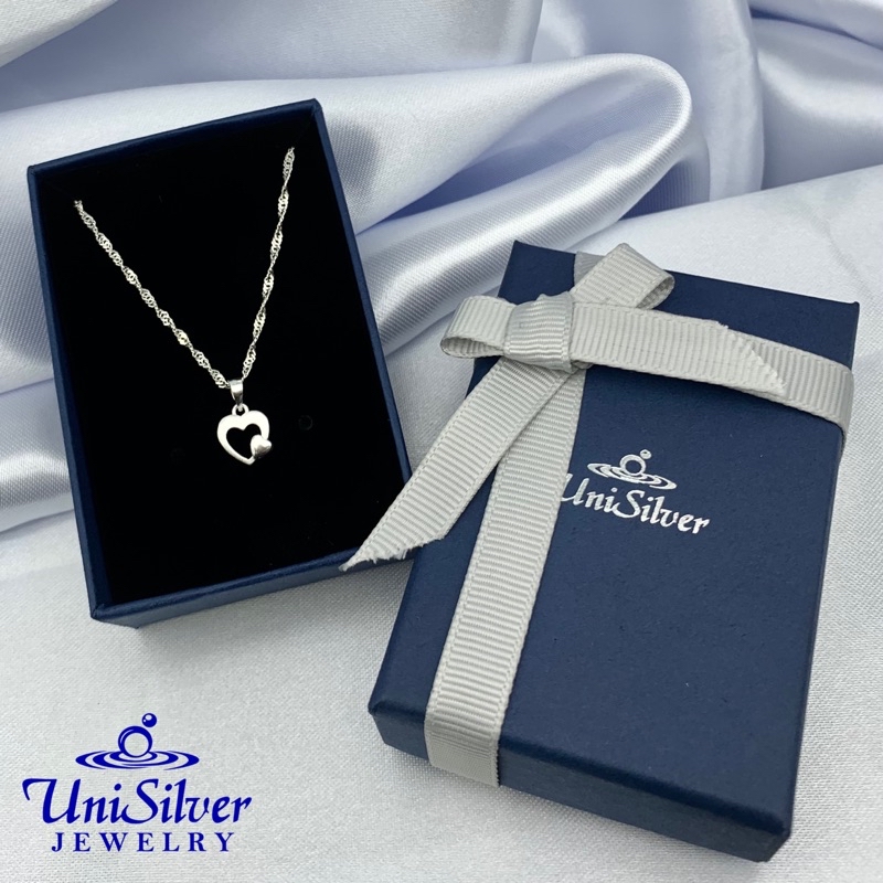 Unisilver 925 Sterling Silver Heart Matte Finish Pendant Necklace For