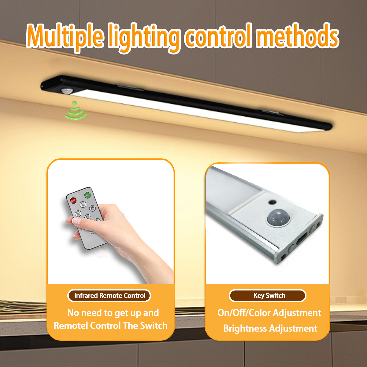 LED Motion Sensor Light Rechargeable Cabinet Light 3 colors Table Light ...