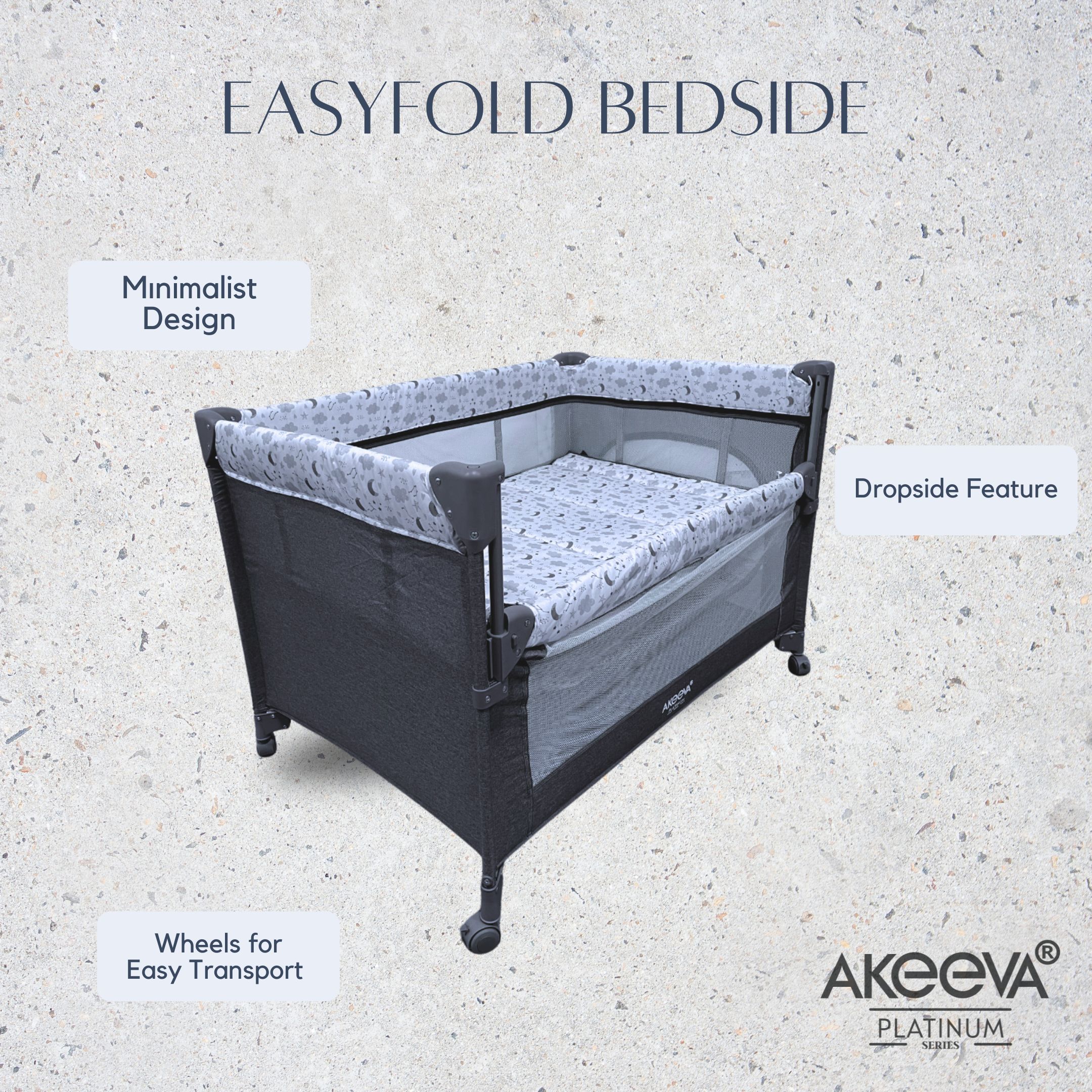 Akeeva Luxury Easyfold CO-SLEEPER Crib w/changers (Easyfold Sidebed ...