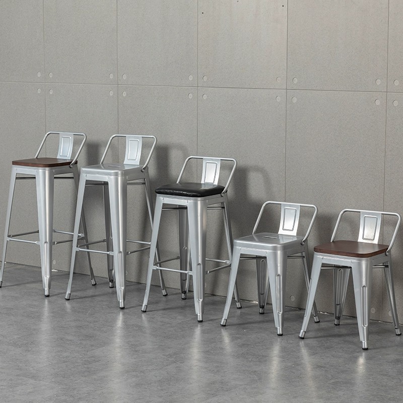 Bar Chair Sliver/Black/White Steel Bar Stool 45/66/76CM Metal Chair For