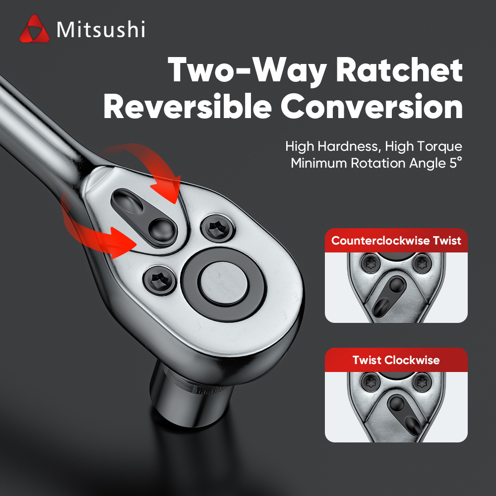 Mitsushi12PCS 1/2 1/4 inch Drive Ratchet Wrench CR-V Socket Kits ...
