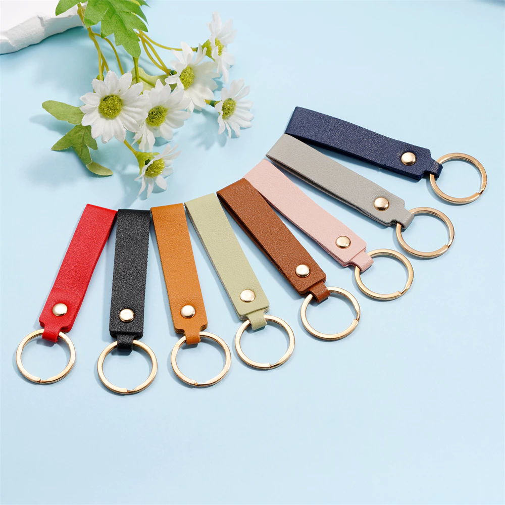 1Pc Solid Color Key Pendant DIY Accessories Fashionable Leather Car ...