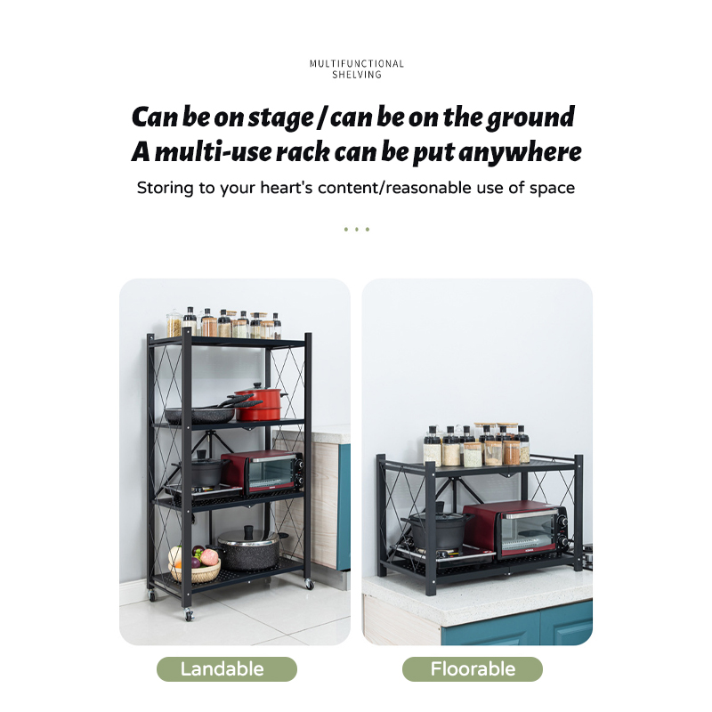 Foldable Kitchen Rack organizer Multifunction Foldable Metal Rack ...