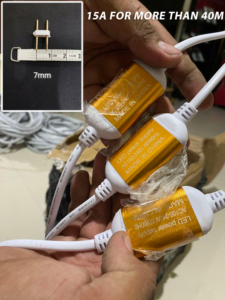 AC Plug For 220v Led Strip Light and Neon Lights 7mm Width Pin | Shopee ...