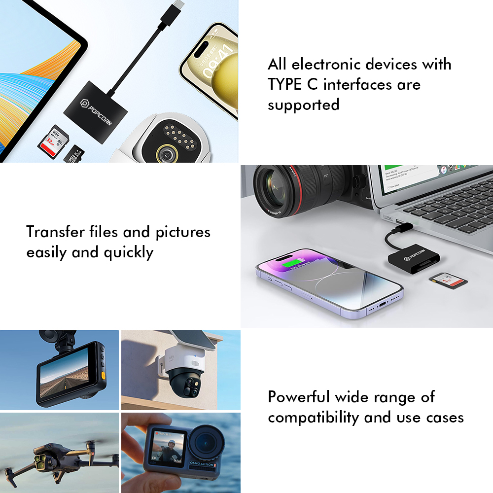 Popcorn 2 In 1 SD TF Memory Card Adapter Multifunction Card Reader Data ...